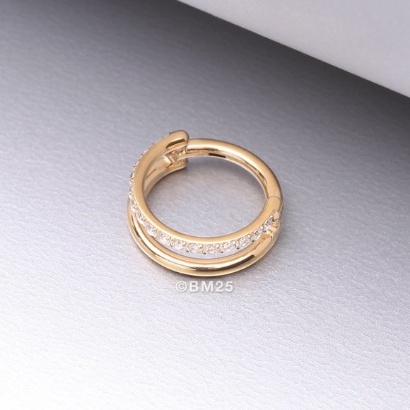 Pure24K Implant Grade Titanium Double Hoop Single Lined Sparkle Clicker - 8mm - Picture 1 of 2